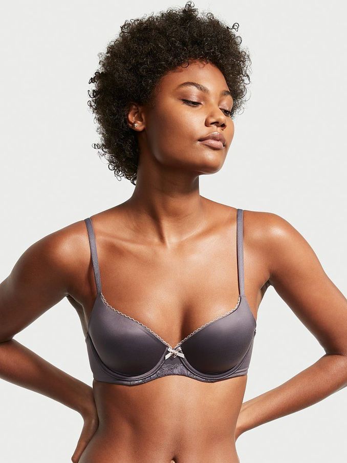 Tornado Grey Lace Trim Lightly Lined Demi Bra (P74113) | £15