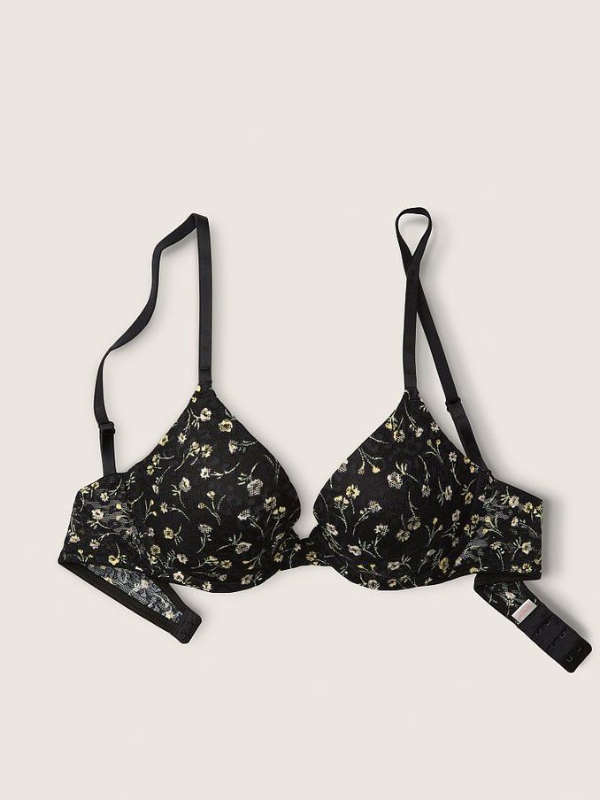 Pure Black Floral Wear Everywhere PushUp Bra (P74596) | £14