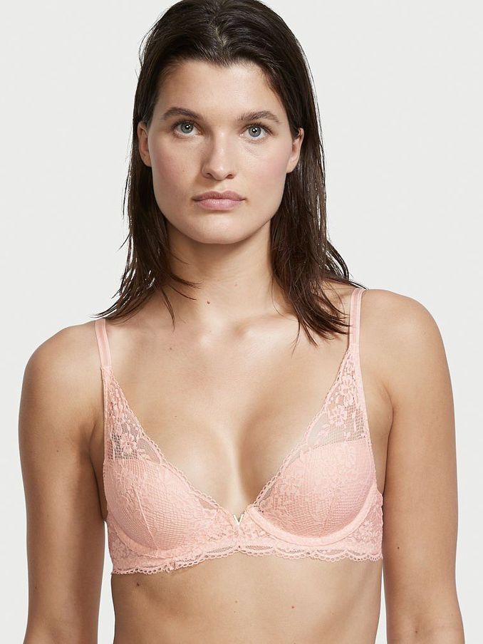 Pink Fizz Lace Plunge Lightly Lined Half Pad Bra (P74811) | £15