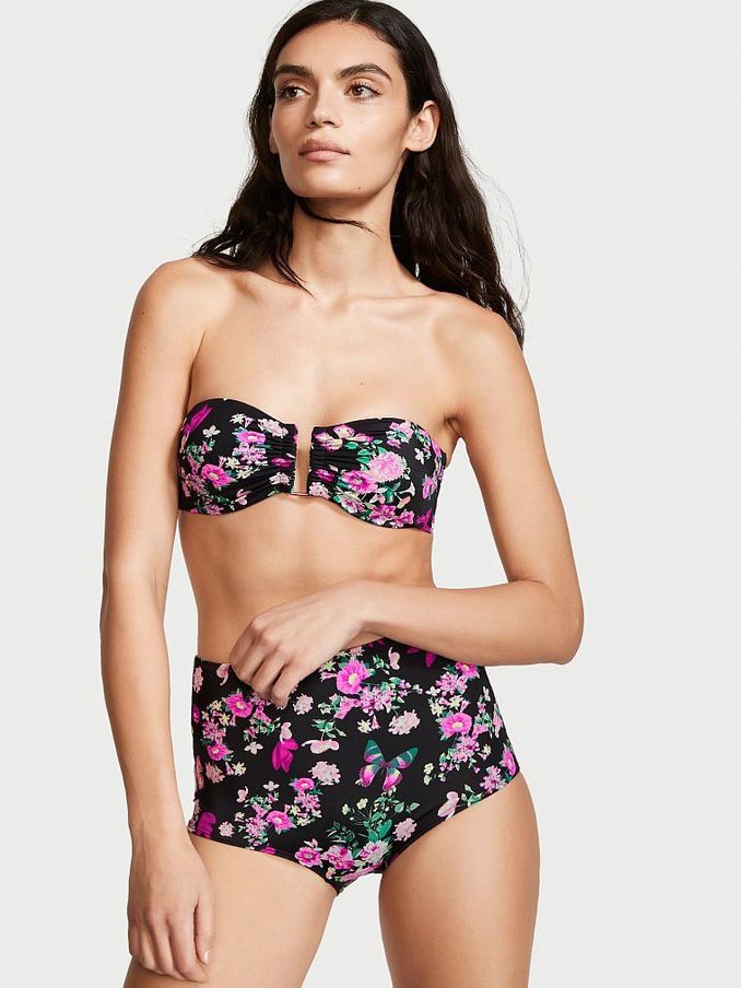Black Floral Essential Bandeau Swim Top (P74823) | £12
