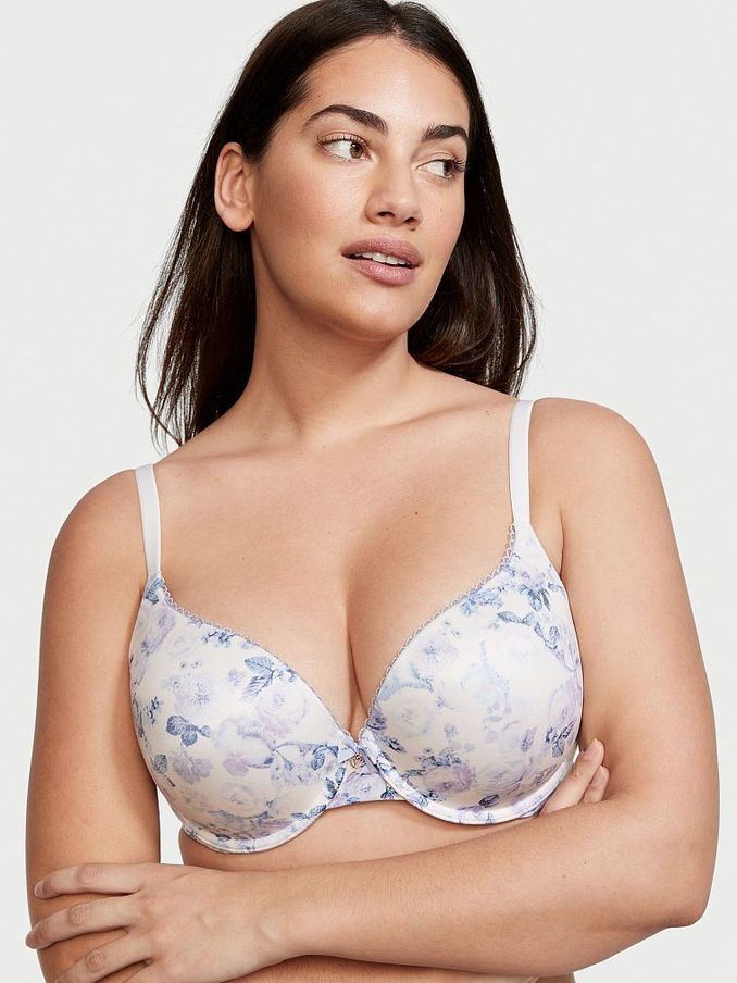 Blue Blooming Toile Print Smooth Full Cup Push Up Bra (P75420) | £20