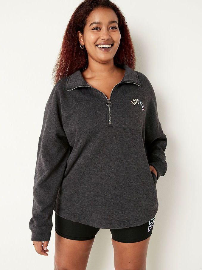 Pure Black Gradient Logo Varsity Half Zip Fleece (P75434) | £20