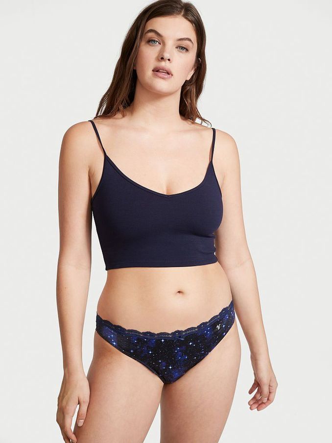 Starry Night Black Lace Trim Cheekini Knickers (P75441) | £5