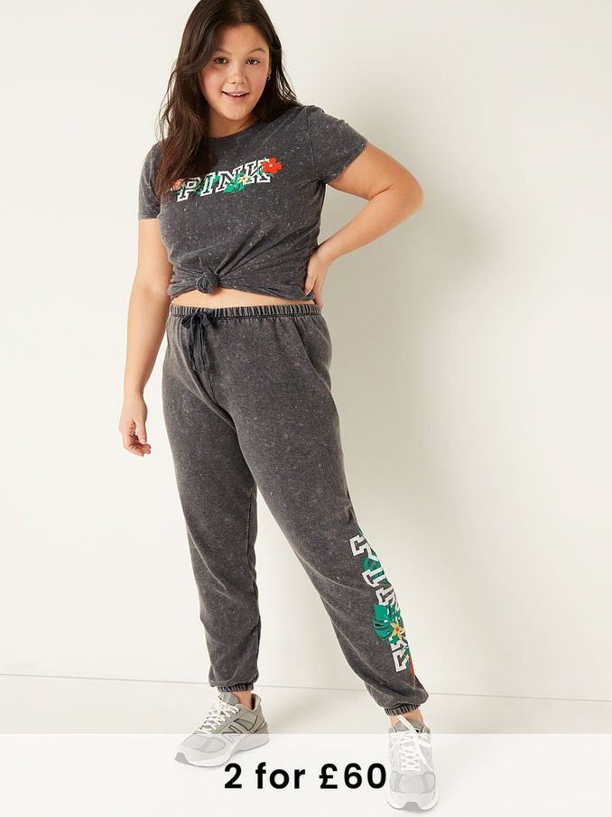 Pure Black Wash Tropical Logo Everyday Lounge Classic Pant (P75461) | £20
