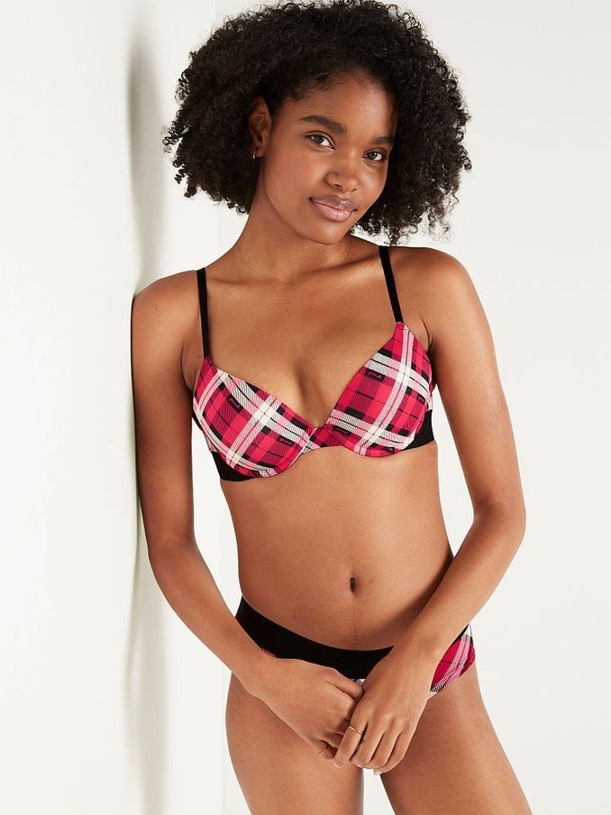 Red Pepper Plaid Smooth Push Up T-Shirt Bra (P75506) | £7