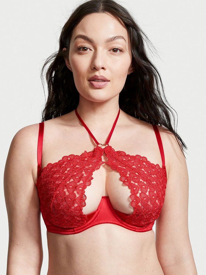 Lipstick Ouvert Sweetheart Lace Halter Bra (P75594) | £20