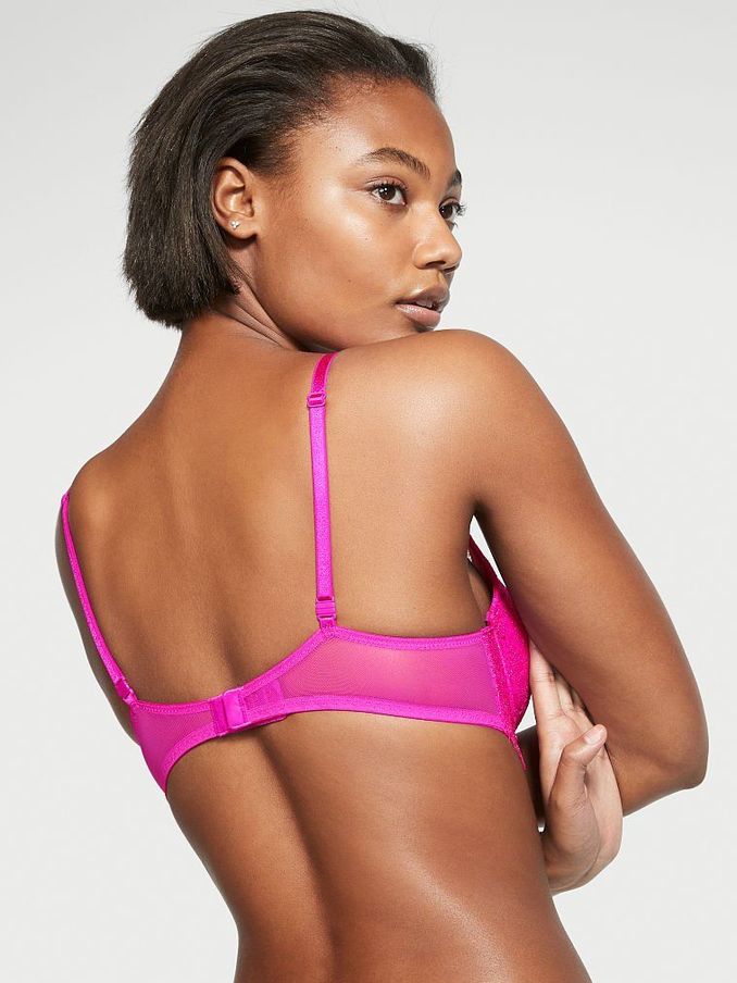 Very Fuschia Pink Lace Shimmer PushUp Bra (P75609) | £20
