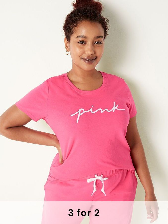 Capri Pink Script Logo Everyday Tee (P75637) | £10