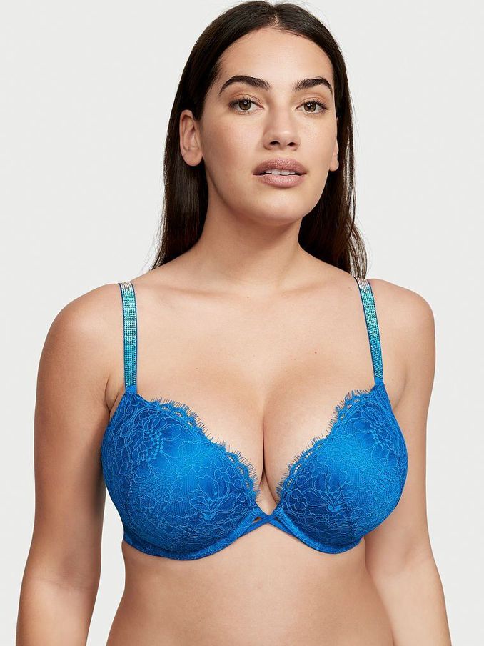 Enamel Blue Add 2 Cups Shine Strap Lace Push Up Bra (P75713) | £14