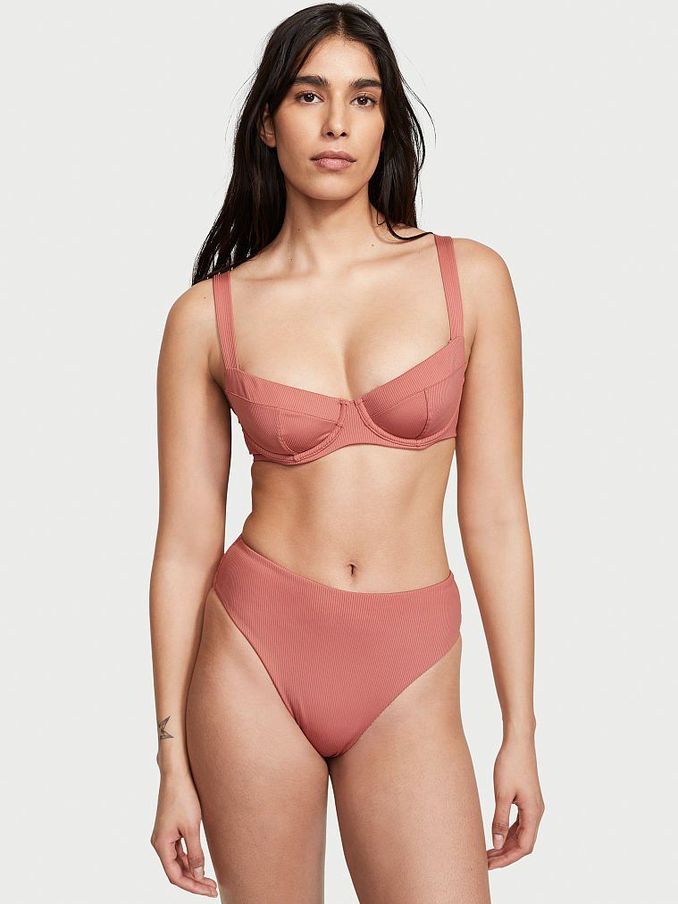 Canyon Rose Pink Essential Ribbed Wicked Swim Top (P75720) | £10