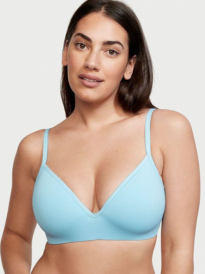 Breaker Blue Smooth Logo Strap Lightly Lined Non Wired T-Shirt Bra (P75869) | £15