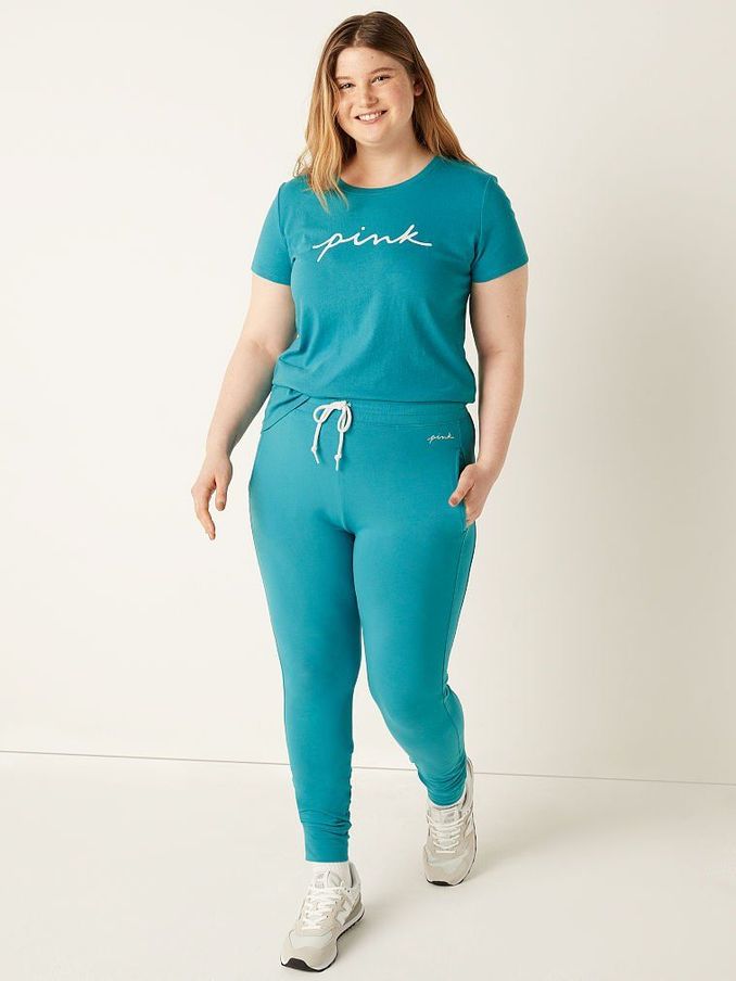 Timeless Steal Blue Cotton High Waist Full Length Campus Jogger (P76696) | £18