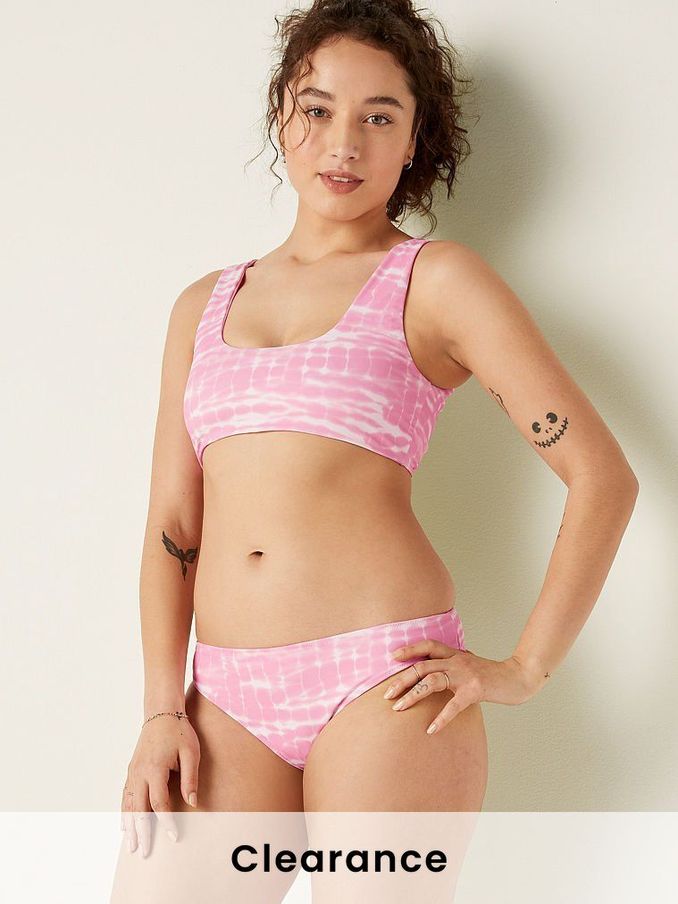 Pink Daisy Tie Dye Reversible Mini Bikini Swim Bikini Bottom (P77056) | £4