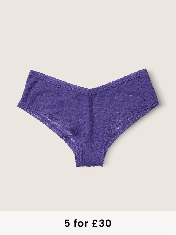 Indigo Blue Lace Logo Cheeky Knickers (P77467) | £4
