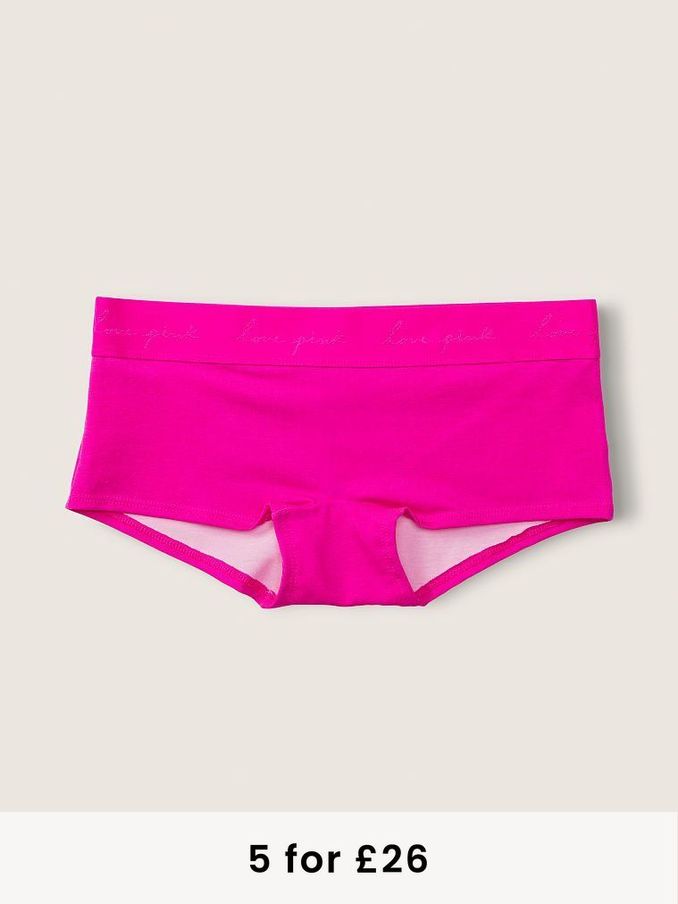 Laser Pink Cotton Logo Short Knicker (P77547) | £0.50