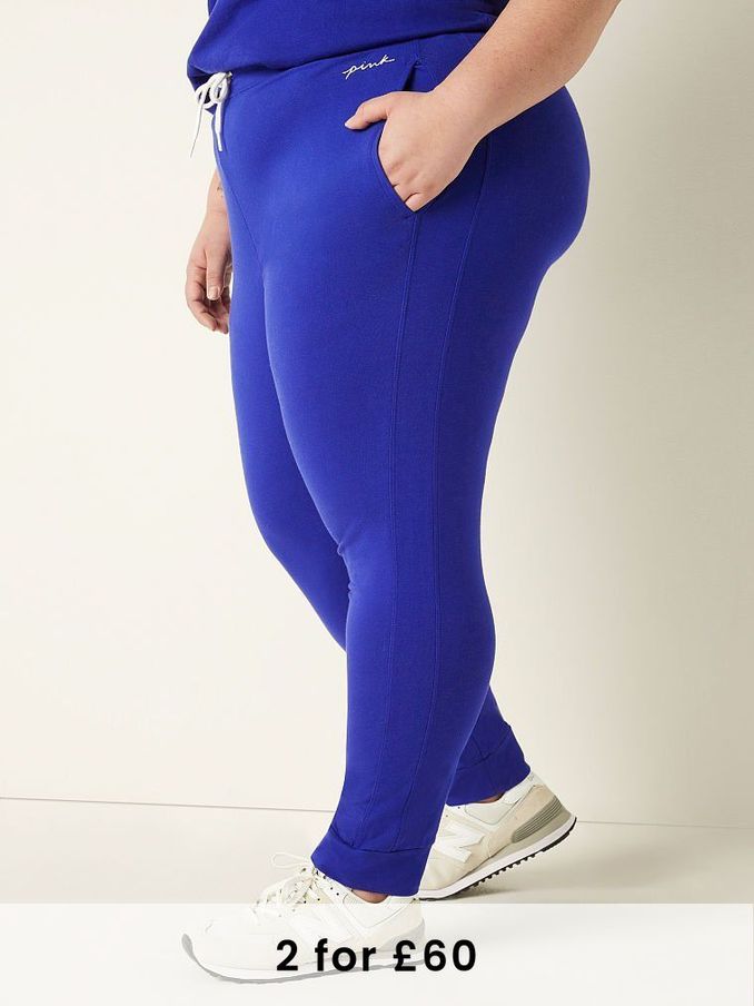 Majestic Sapphire Blue Cotton High Waist Full Length Campus Jogger (P79227) | £10