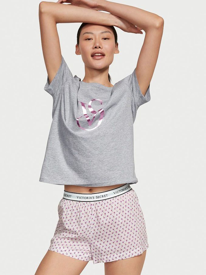 Pink Daisy Floral Cotton T-Shirt Short Pyjamas (P79917) | £15