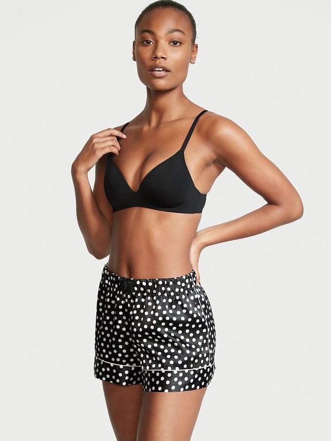 Black White Dot Satin Pyjama Short (P80178) | £15