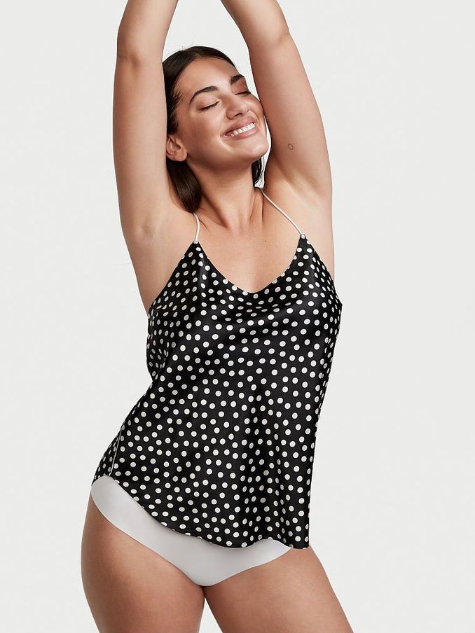 Black Tossed Dots Racerback Satin Cami (P80187) | £8