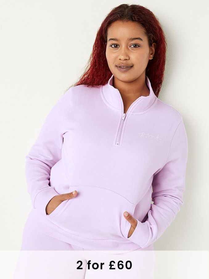 Delicate Violet Everyday Lounge Perfect Quarter Zip Fleece (P80194) | £20