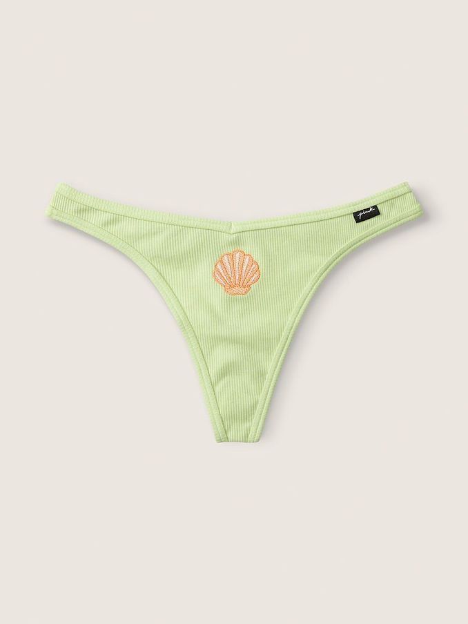 Icy Lime Green Cotton Thong Knickers (P80208) | £3