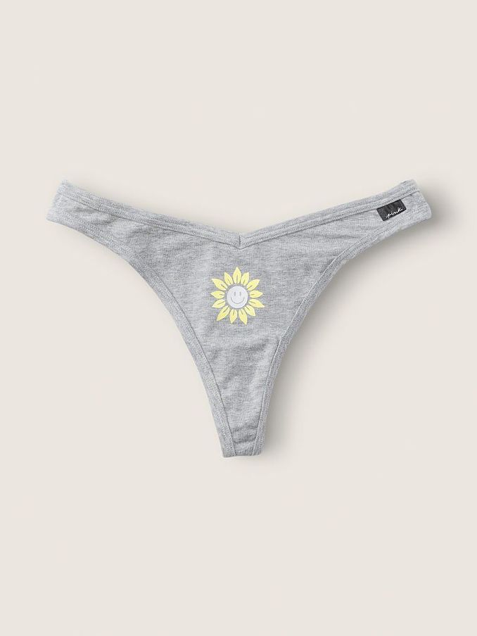 Heather Charcoal Grey Cotton Thong Knickers (P80210) | £3