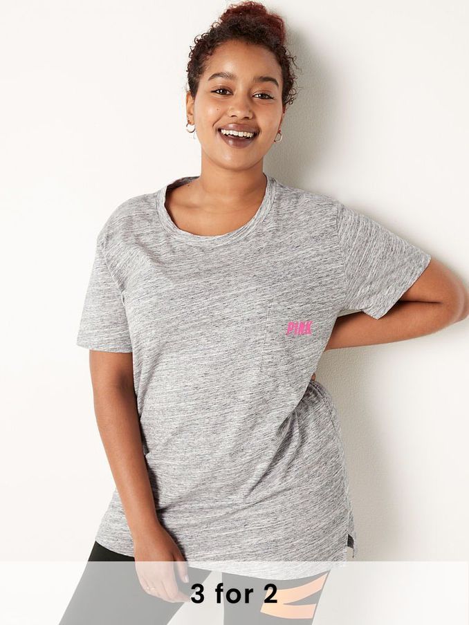 Heather White Tiger Classic Logo Campus Short Sleeve T-Shirt (P80227) | £10