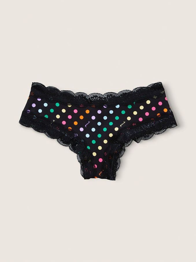 Black Rainbow Logo Dots Lace Trim Cheeky Knickers (P80254) | £3