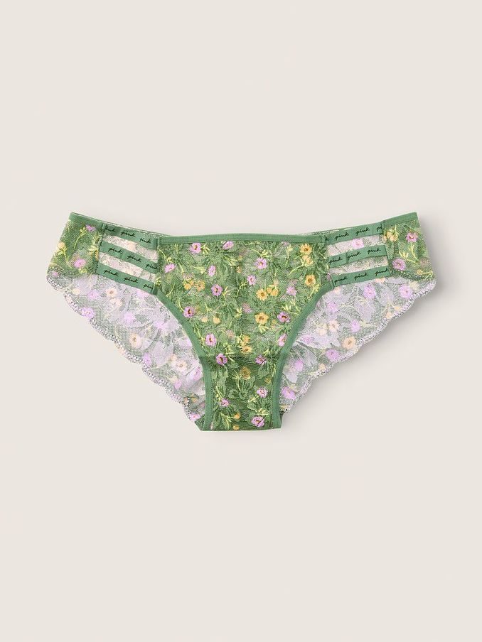 Soft Pinel Floral Strappy Logo Cheekster Panty (P80260) | £4