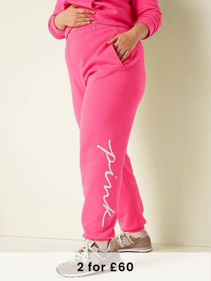 Capri Pink Script Logo Everyday Lounge Campus Pant (P80284) | £20