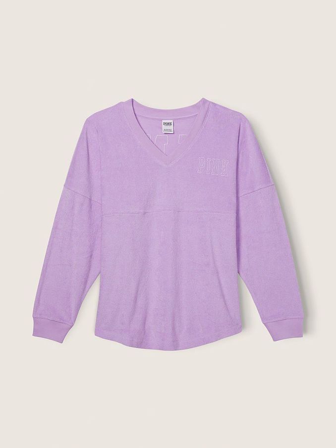 Purple Petal Varsity Beach Terry V Neck (P80300) | £10