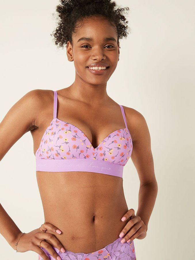 Purple Petal Floral Wear Everywhere Wireless PushUp Bra (P80340) | £10