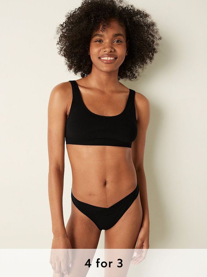 Black Cotton Thong Knickers (P80344) | £9