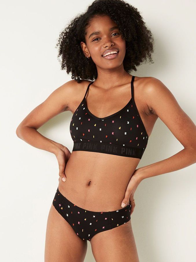 Black Print Lightly Lined Low Impact Sports Bra (P80520) | £14