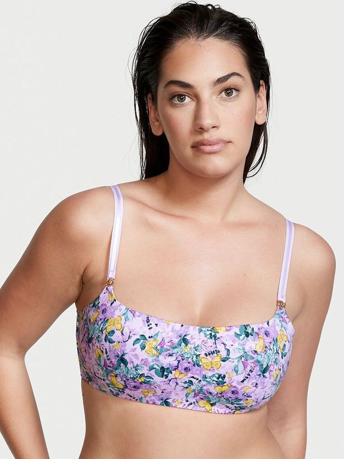 Purple Garden Butterflies Print Smooth StraightNeck Lounge Bra (P80577) | £14