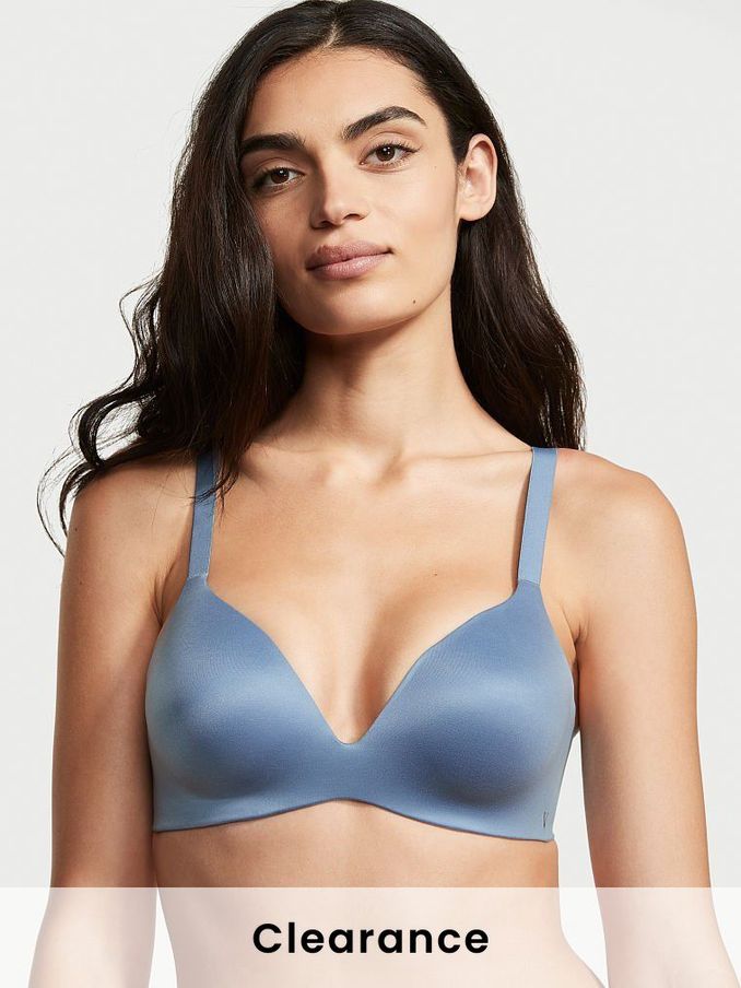 Faded Denim Blue Smooth Lightly Lined Plunge Non Wired Bra (P81050) | £15