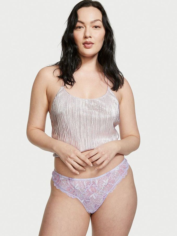 Iris Metallic Floral Embroidery Thong Knickers (P81118) | £5