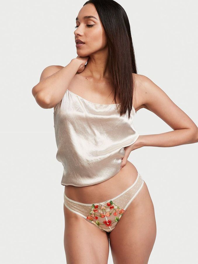 Coconut White Embroidered Thong Knickers (P81123) | £7