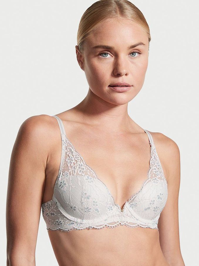 Lucky Stars Grey Lace Plunge Lightly Lined Half Pad Bra (P81160) | £10