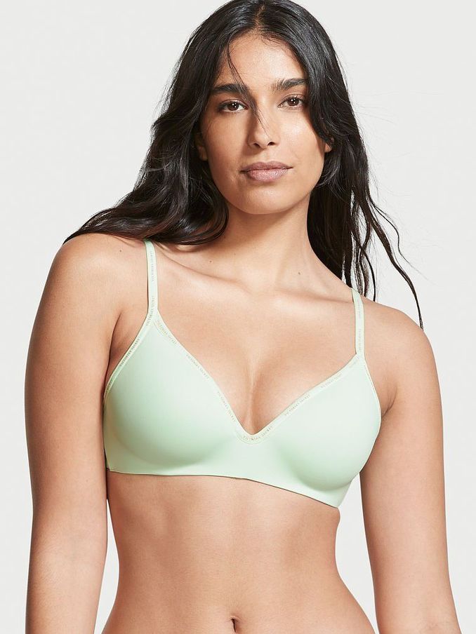 Pale Green Smooth Logo Strap Lightly Lined Non Wired T-Shirt Bra (P81428) | £15