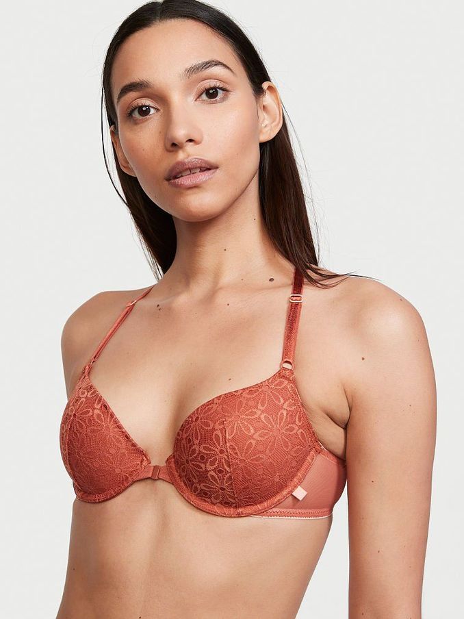Ginger Glaze Orange Lace Front Fastening Lightly Lined T-Shirt Bra (P81535) | £15