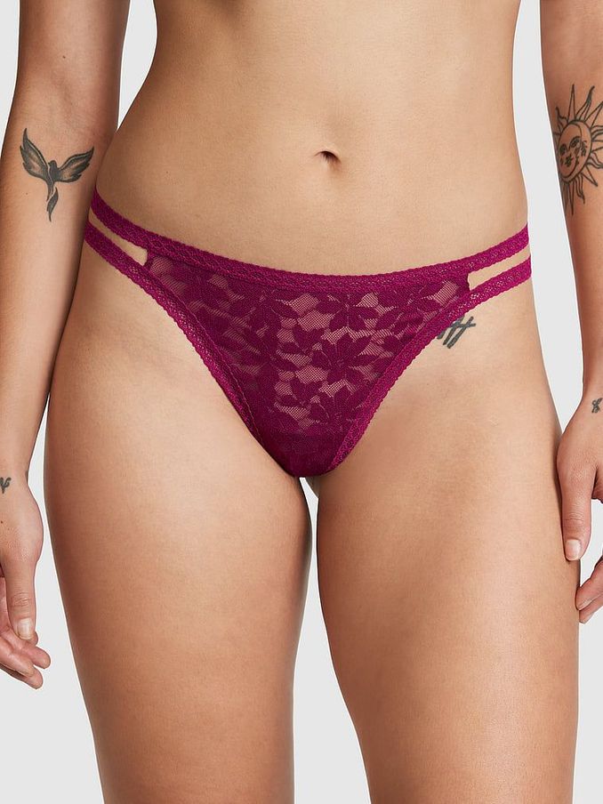 Vivid Magenta Pink Lace Strappy Thong Knickers (P82958) | £4