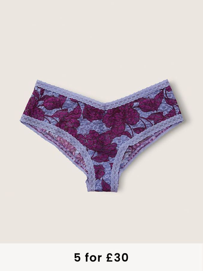 Dusty Periwinkle Floral Wear Everywhere Lace Cheekster Knickers (P83292) | £4