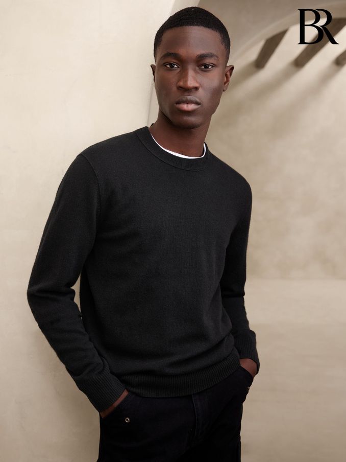Banana Republic Black Alta Cashmere Crew Neck Jumper (P84921) | £165