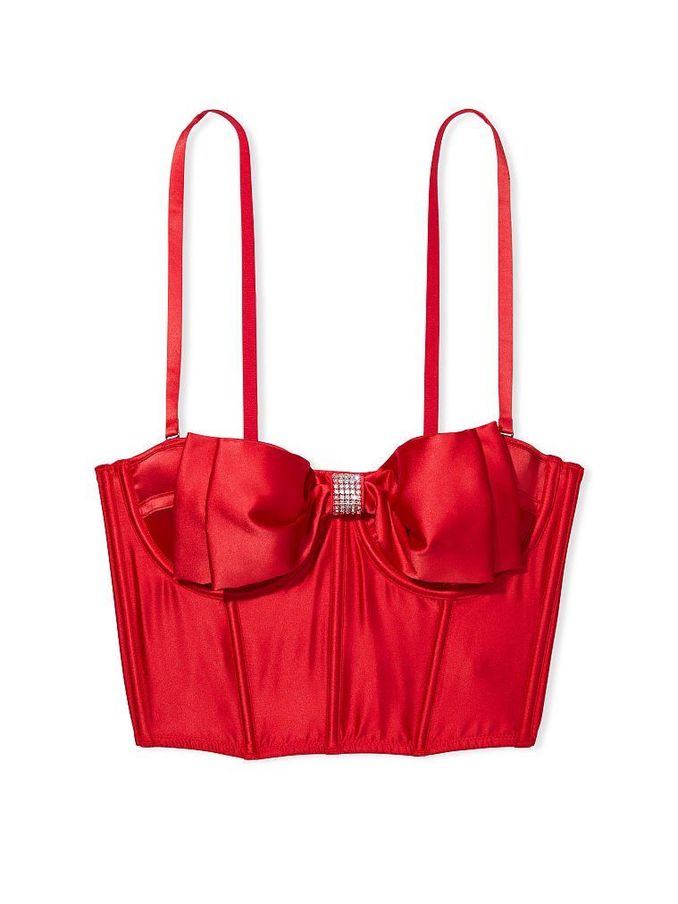 Lipstick Red Cupped Bow Bra Top (P85875) | £20