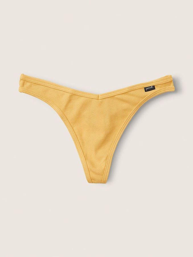Wheat Yellow Cotton Thong Knickers (P86465) | £3