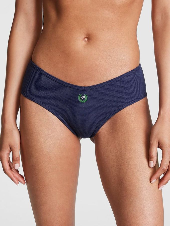 Midnight Navy Blue Crest Waffle Cotton Cheekster Knickers (P86475) | £4
