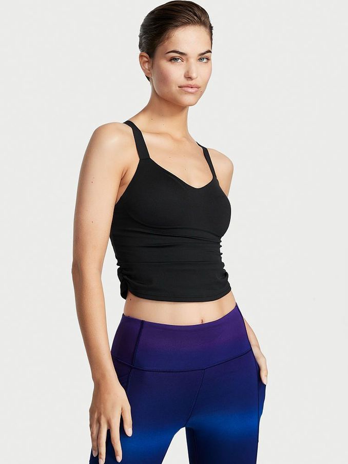 Black Low Impact Racerback Crop Sports Bra (P89776) | £15