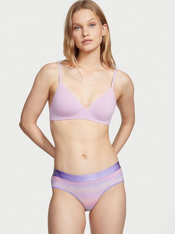 Bikini Pink Ombr Stripe Logo Cotton Hipster Knickers [in Ribbed] (P90870) | £3