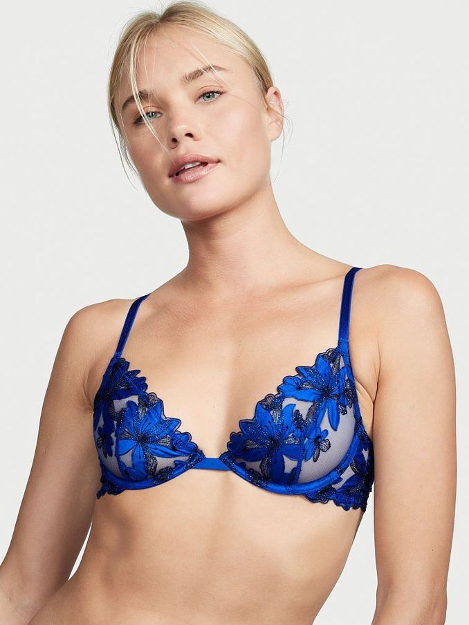 Blue Oar Floral Embroidered Lace Unlined Demi Bra (P90983) | £20